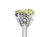 Silver Fancy Yellow Pear Cut Solitaire Split Shank Pave Diamond Engagement Ring with Four-Prong Setting_11