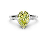 Silver Fancy Yellow Pear Cut Solitaire Split Shank Pave Diamond Engagement Ring with Four-Prong Setting_60