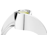 Silver Fancy Yellow Pear Cut Solitaire Tension-Set Diamond Split Shank Ring_10