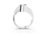 Silver Fancy Yellow Pear Cut Solitaire Tension-Set Diamond Split Shank Ring_9