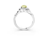 Silver Fancy Yellow Pear  Halo Diamond Engagement Ring with Twisted Band and Four-Prong Setting 4