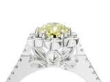 Silver Fancy Yellow Pear  Halo Diamond Floral Split Shank Engagement Ring 5