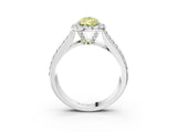 Silver Fancy Yellow Pear  Halo Round Diamond Pave Band with Prong Setting 3