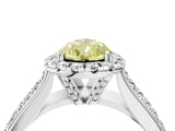 Silver Fancy Yellow Pear  Halo Round Diamond Pave Band with Prong Setting 4