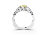 Silver Fancy Yellow Pear  Solitaire Diamond Engagement Ring with Pave Band and Four-Prong Setting 3