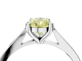 Silver Fancy Yellow Pear  Solitaire Diamond Ring with Four-Prong Setting and Tapered Band 4
