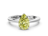 Silver Fancy Yellow Pear  Solitaire Diamond Ring with Split Shank and Four-Prong Setting_12