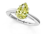 Silver Fancy Yellow Pear  Solitaire Diamond Ring with Split Shank and Four-Prong Setting_13