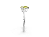 Silver Fancy Yellow Pear  Solitaire Diamond Ring with Split Shank and Four-Prong Setting_14