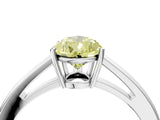 Silver Fancy Yellow Pear  Solitaire Diamond Ring with Split Shank and Four-Prong Setting_16
