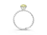 Silver Fancy Yellow Pear  Solitaire Twist Band Ring with Four-Prong Setting_3