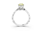 Silver Fancy Yellow Pear  Solitaire Twist Band with Leaf Prong Setting 4