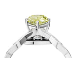 Silver Fancy Yellow Pear  Solitaire Twist Band with Leaf Prong Setting 5