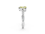 Silver Fancy Yellow Pear  Solitaire Twisted Pave Diamond Ring with Four-Prong Setting_2