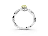 Silver Fancy Yellow Pear  Solitaire Twisted Pave Diamond Ring with Four-Prong Setting_3