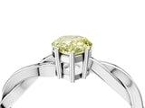 Silver Fancy Yellow Pear  Solitaire Twisted Pave Diamond Ring with Four-Prong Setting_4