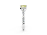 Silver Fancy Yellow Princess  Brilliant Diamond Solitaire with Pavé Band and Four-Prong Setting 3