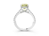 Silver Fancy Yellow Princess  Brilliant Diamond Solitaire with Pavé Band and Four-Prong Setting 4