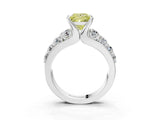 Silver Fancy Yellow Princess  Brilliant Solitaire with Side Stones on a Pave Band and Four-Prong Setting_15