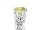 Silver Fancy Yellow Princess  Brilliant Solitaire with Side Stones on a Pave Band and Four-Prong Setting_17