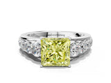 Silver Fancy Yellow Princess Cut Brilliant Diamond Pavé Band with Six-Prong Setting_18