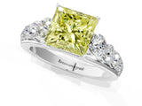 Silver Fancy Yellow Princess Cut Brilliant Diamond Pavé Band with Six-Prong Setting_19