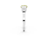 Silver Fancy Yellow Princess Cut Brilliant Solitaire Diamond Ring with Channel Set Band and Bar Prong Setting_8