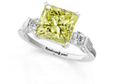 Silver Fancy Yellow Princess Cut Brilliant Three-Stone Pave Band with Four-Prong Setting_7