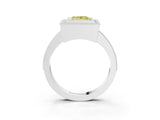 Silver Fancy Yellow Princess Cut-Cut Diamond Halo Engagement Ring with Pave Band and Prong Setting_15