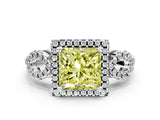Silver Fancy Yellow Princess Cut Cut Halo Diamond Infinity Band with Four-Prong Setting_6