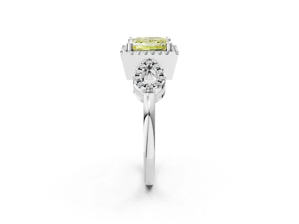 Sterling Silver Princess Cut Pave Infinity Halo Engagement Ring Setting for Fancy Yellow Center