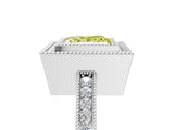 Silver Fancy Yellow Princess Cut Cut Halo Pavé Diamond Ring_17