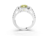 Silver Fancy Yellow Princess Cut Cut Halo Split Shank Prong Set Ring_9