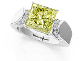 Silver Fancy Yellow Princess Cut Diamond Channel Set Solitaire Ring with Four-Prong Setting_37