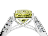 Silver Fancy Yellow Princess Cut Diamond Channel Set Solitaire Ring with Four-Prong Setting_40