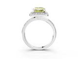 Silver Fancy Yellow Princess Cut Diamond Double Halo Ring with Split Shank and Four-Prong Setting_39