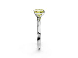 Silver Fancy Yellow Princess Cut Diamond Engagement Ring with Side Stone Accents and Four-Prong Setting_2