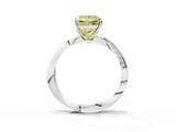 Silver Fancy Yellow Princess Cut Diamond Engagement Ring with Side Stone Accents and Four-Prong Setting_3