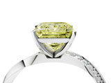Silver Fancy Yellow Princess Cut Diamond Engagement Ring with Side Stone Accents and Four-Prong Setting_4