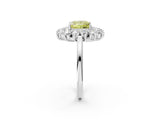 Silver Fancy Yellow Princess Cut Diamond Floral Double Halo Engagement Ring with Prong Setting_148
