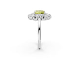 Silver Fancy Yellow Princess Cut Diamond Floral Double Halo Engagement Ring with Prong Setting_46