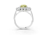 Silver Fancy Yellow Princess Cut Diamond Floral Double Halo Engagement Ring with Prong Setting_47