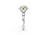 Silver Fancy Yellow Princess  Cut Diamond Floral Halo Engagement Ring with Shared Prong Setting 2