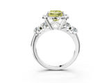 Silver Fancy Yellow Princess  Cut Diamond Floral Halo Engagement Ring with Shared Prong Setting 3