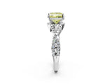 Silver Fancy Yellow Princess Cut Diamond  Halo Twist Band Solitaire Prong Setting Ring_14