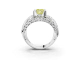 Silver Fancy Yellow Princess Cut Diamond Pave Art Deco Split Shank Ring with Four-Prong Setting_9