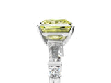 Silver Fancy Yellow Princess  Cut Diamond Ring with Baguette Side Stones, Channel Set Band, and Four-Prong Setting_17