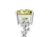Silver Fancy Yellow Princess Cut Diamond Scattered Round Accent Ring with Prong Setting_5
