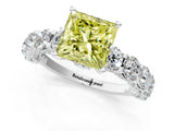 Silver Fancy Yellow Princess Cut Diamond Side Stone Engagement Ring with Four-Prong Setting_14
