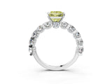 Silver Fancy Yellow Princess Cut Diamond Side Stone Engagement Ring with Four-Prong Setting_16